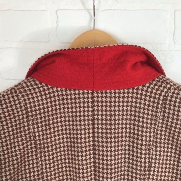HOUNDSTOOTH Tweed blazer wool American Eagle outfitters ecru brown medium sefia - Picture 6 of 14
